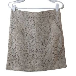 ABS Allen Schwartz Pencil Skirt Lace Tan Pockets